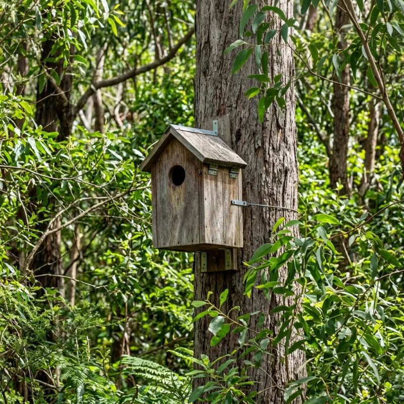 Animal nesting box installed as a humane alternative to a Frankston roof cavity